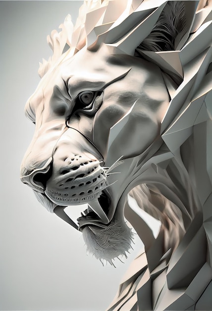 Yeso blanco león impresión ai render