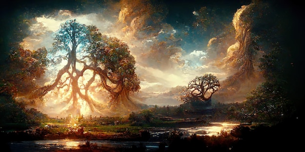 Yggdrasil aus der nordischen Mythologie, bekannt als Baum des Lebens.