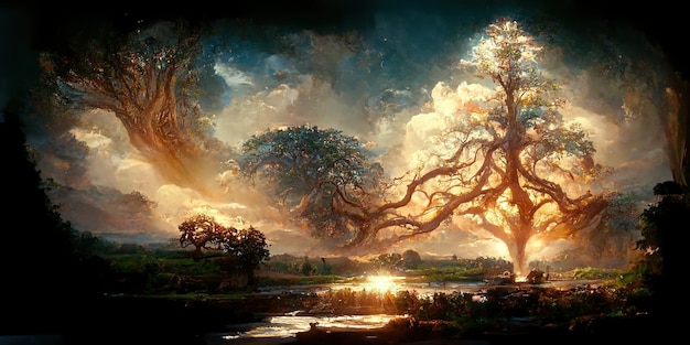 Yggdrasil aus der nordischen Mythologie, bekannt als Baum des Lebens.