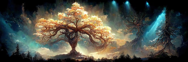 Yggdrasil aus der nordischen Mythologie, bekannt als Baum des Lebens.