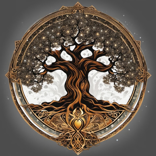 Foto yggdrasil, die weltbaum-illustration