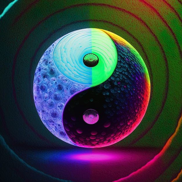 Yin e Yang coloridos feitos de combinações de cores. símbolo de harmonia