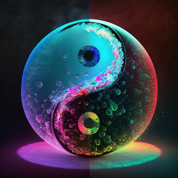 Yin e Yang coloridos feitos de combinações de cores. símbolo de harmonia