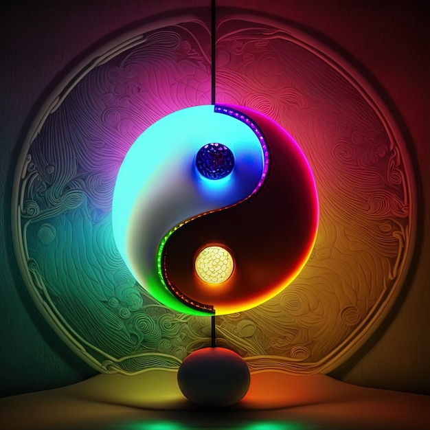 Yin e Yang coloridos feitos de combinações de cores. símbolo de harmonia