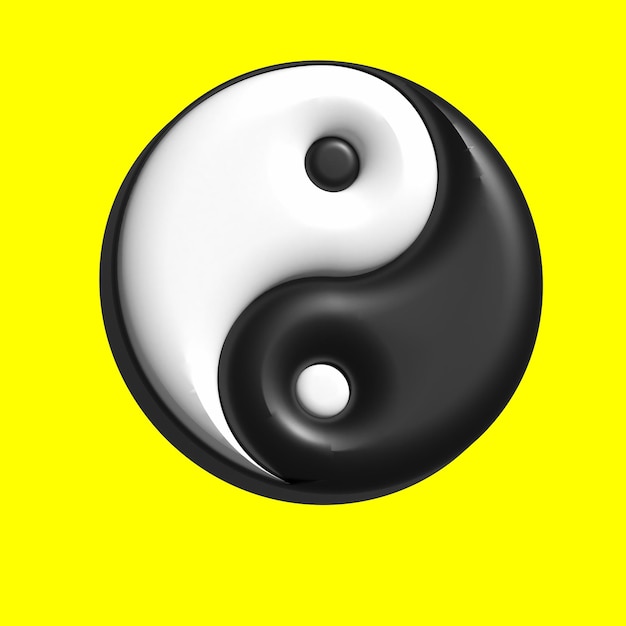 yin yang en blanco y negro sobre un fondo amarillo