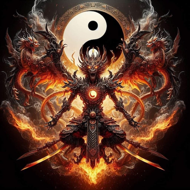 Foto yin-yang-symbol-drachen-tapeten