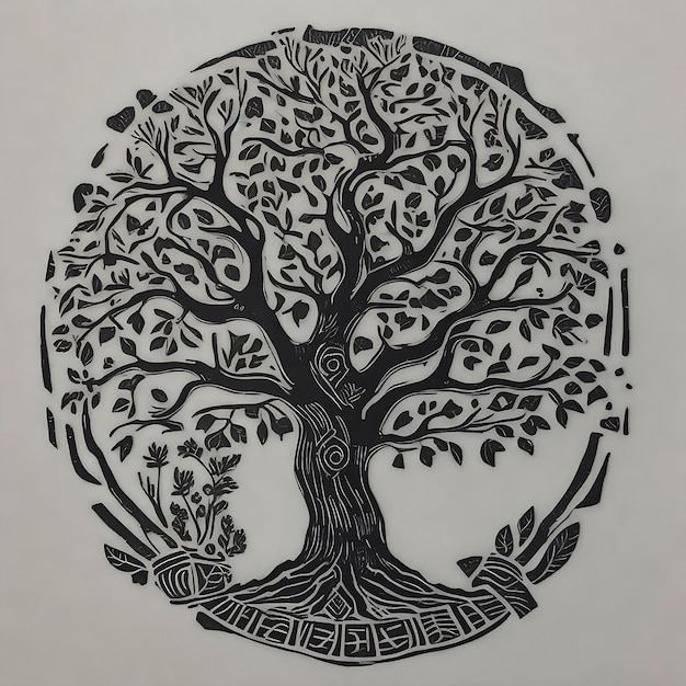 Ying yang conceito de equilíbrio Yggdrasil árvore da vida mitologia nórdica conceito de equilibro