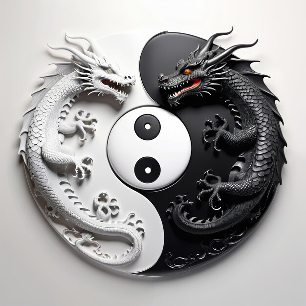 El YinYang Blanco y Negro con el Dragón