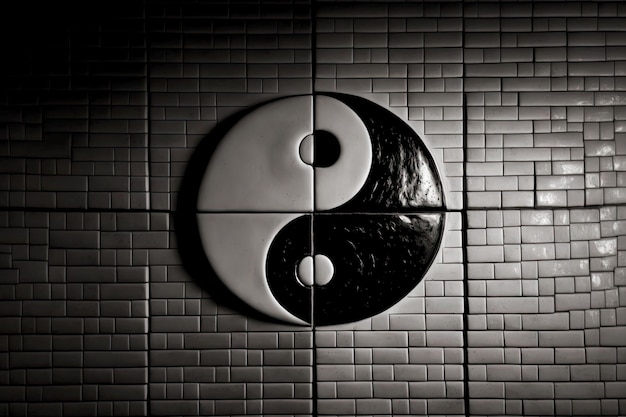 Yinyang-Symbol aus Fliesen an der Wand