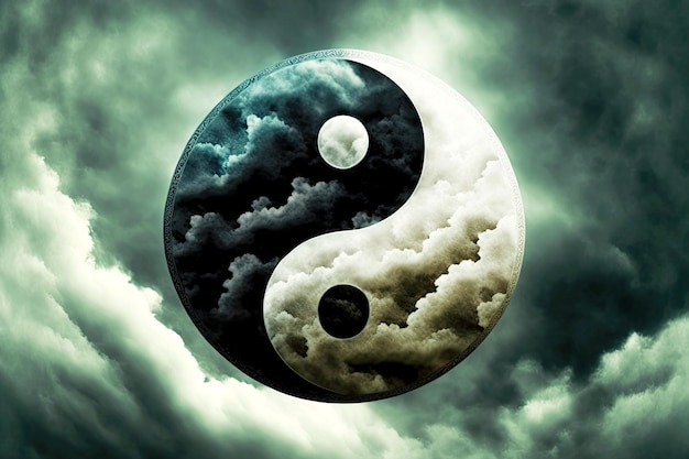 Foto yinyang-symbol im himmel als wolken dargestellt