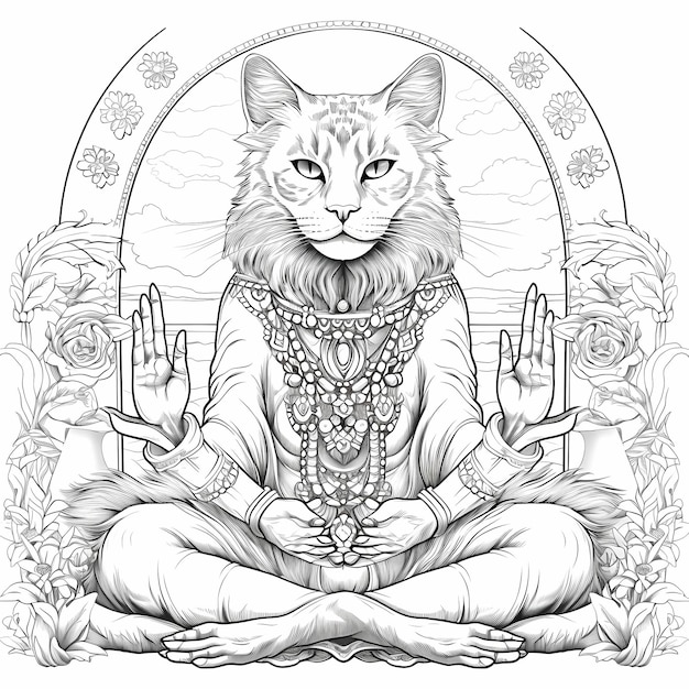 Yoga Cats Serenity Meditative Malkarten für inneren Frieden