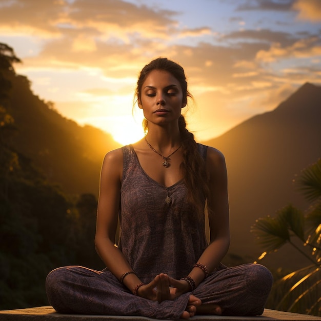 Yoga-Mädchen auf Bergen