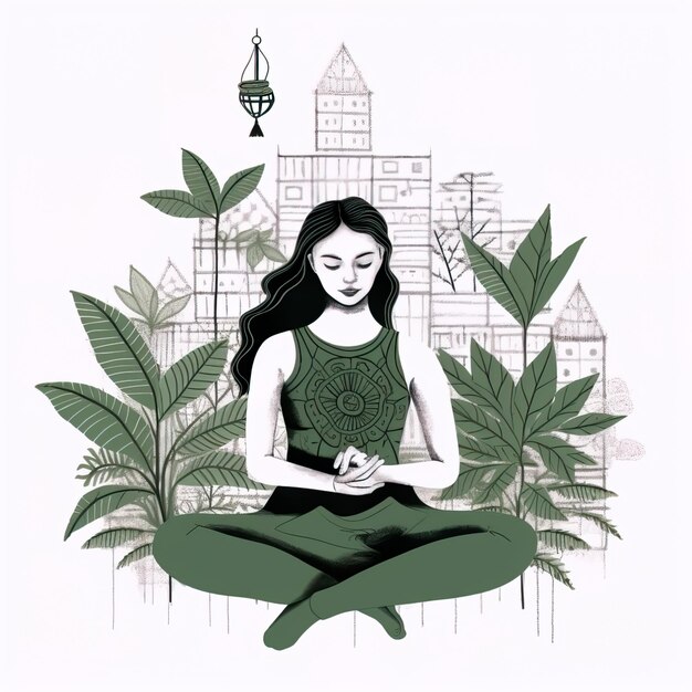 Yoga y plantas verdes