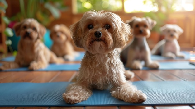 Yoga-Sitzung für Hunde-Begleiter mit Hunden