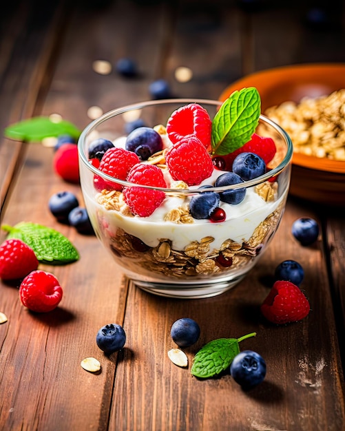 Yoghurt y cereales nutritivos