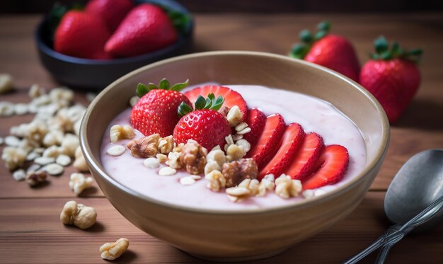 Yoghurt con fresas y frambuesas