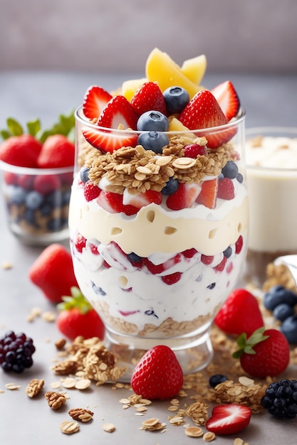 Yoghurt Parfait con frutas y granola