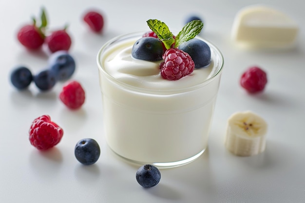 Yogur con fondo blanco de alta calidad ultra hd