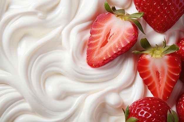 Foto yogur de fresas