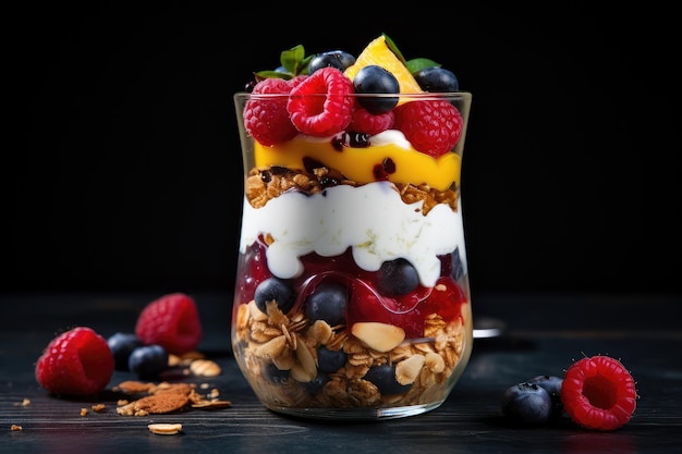 yogur fresco granola rebanada nuez postre comida frutas crema de fresa yogur dulce frambuesa