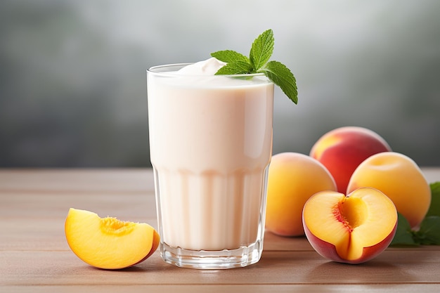 Yogur con sabor a melocotón para el desayuno