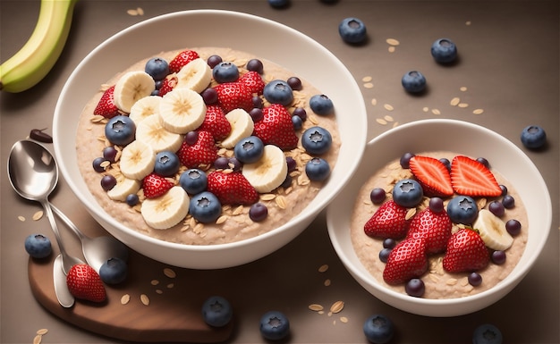 Yogurt saludable casero con muesli y arándanos