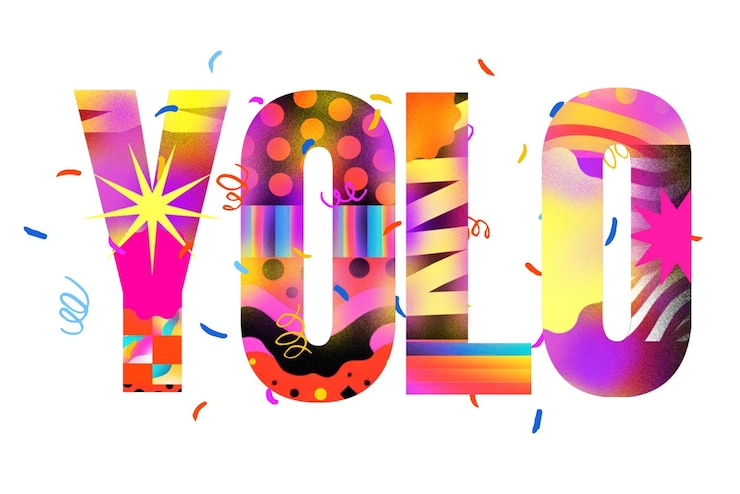 Foto yolo palabra png fuente de arte psicodélico fondo transparente