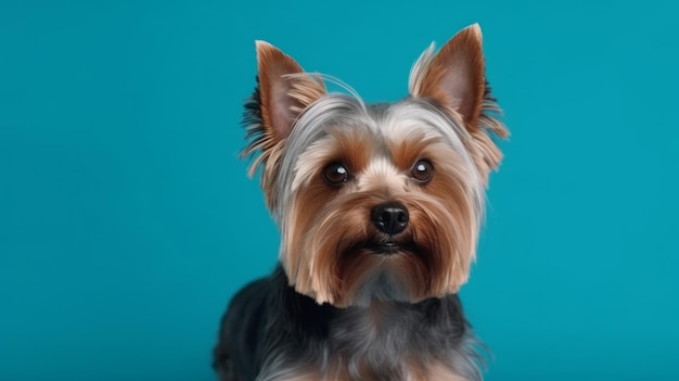 Yorkshire terrier em fundo vívido Ilustração AI GenerativexA