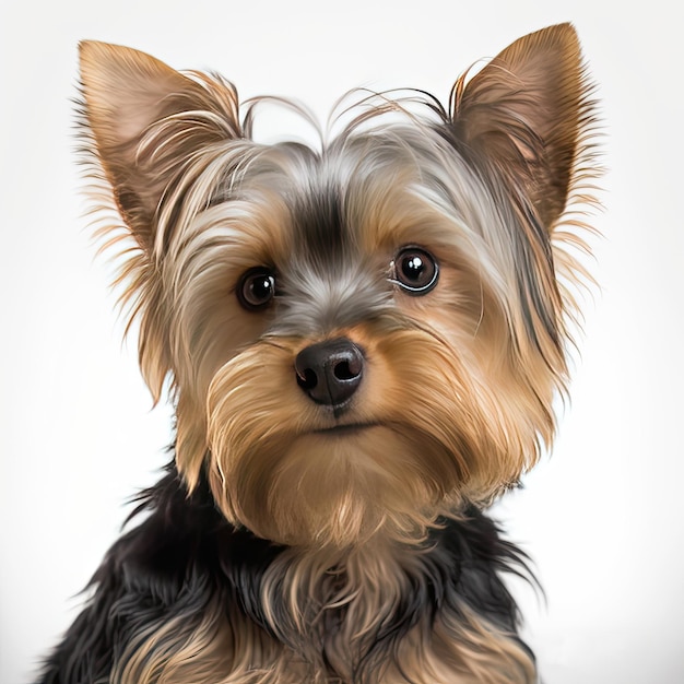 Yorkshire Terrier Hund isoliert auf weißem Hintergrund Generative AI