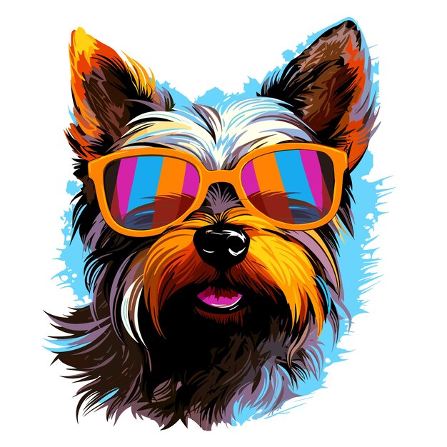 Yorkshire Terrier im Vektor-Pop-Art-Stil auf weißem Hintergrund Vorlage für T-Shirt-Poster-Aufkleber usw.