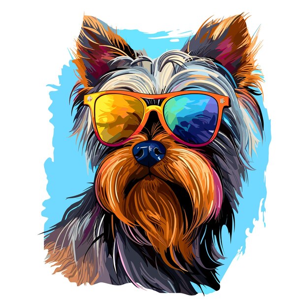 Yorkshire Terrier im Vektor-Pop-Art-Stil auf weißem Hintergrund Vorlage für T-Shirt-Poster-Aufkleber usw.