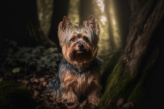 Yorkshire-Terrier-Porträt in der Natur Konzept der Tierpflege, Gesundheit und Haustiere