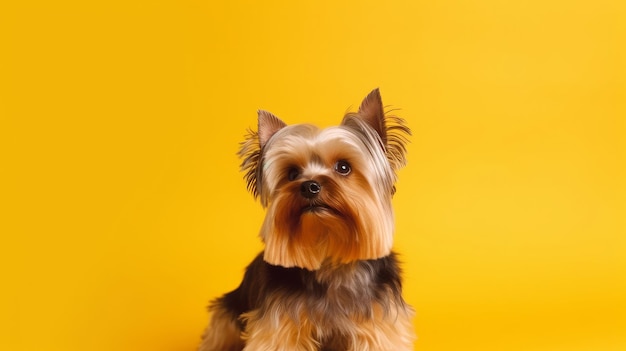 Yorkshire terrier sobre fondo vívido Ilustración AI GenerativexA