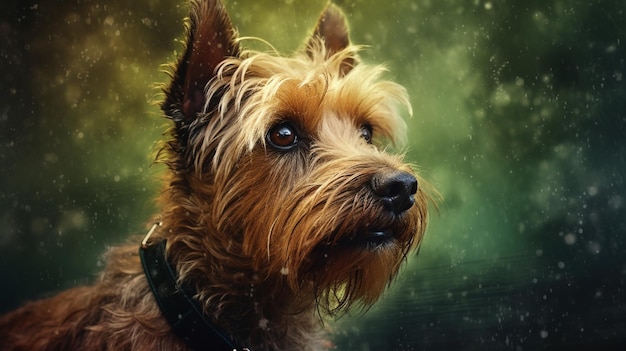 Yorkshire-Terrier-Stil, detailliertes Atmosphären-Hundetier-Gemälde-Tapetenbild, KI-generierte Kunst