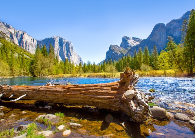 Yosemite Merced River el Capitán y Half Dome