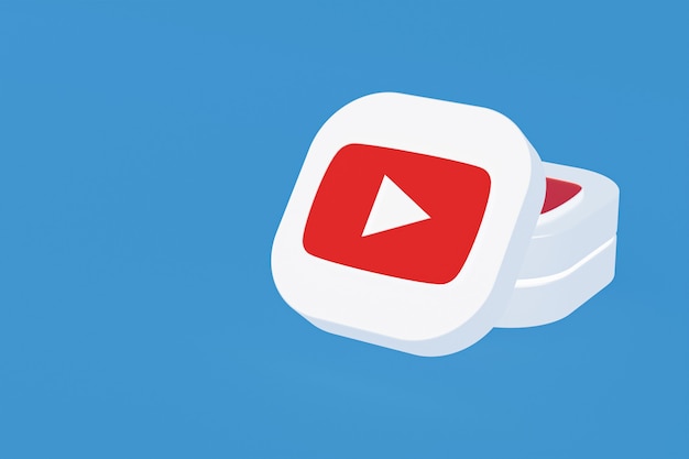 Youtube-Anwendungslogo 3D-Rendering auf blauem Hintergrund