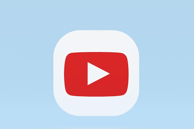 Youtube-Anwendungslogo 3D-Rendering auf blauem Hintergrund