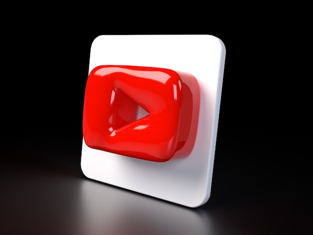 Youtube Kreis Logo Symbol 3d Premium Photo 3D Glossy Matte Rendering