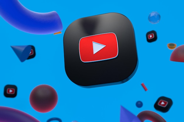 Youtube-Logo auf abstraktem Geometriehintergrund
