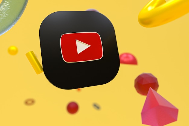 Youtube-Logo auf abstraktem Geometriehintergrund