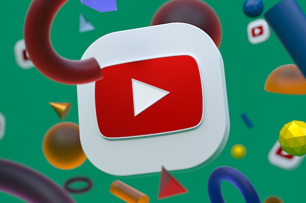 Youtube-Logo auf abstraktem Geometriehintergrund