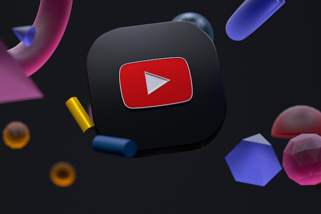 Youtube-Logo auf abstraktem Geometriehintergrund