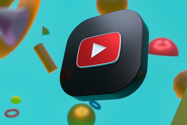 Youtube-Logo auf abstraktem Geometriehintergrund