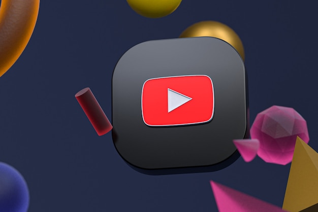Youtube-Logo auf abstraktem geometrischem Hintergrund