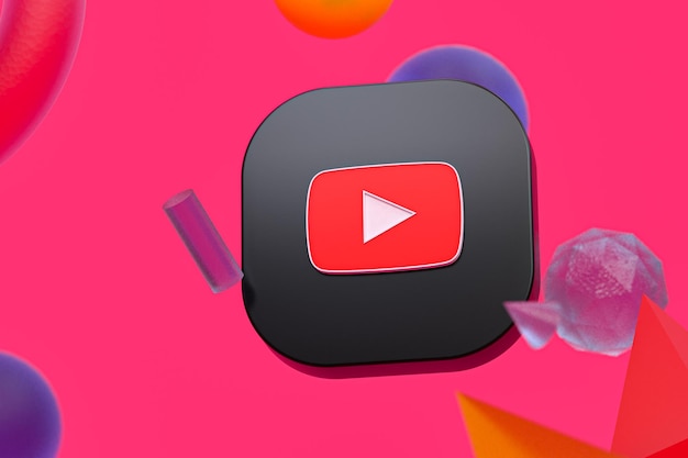 Youtube-Logo auf abstraktem geometrischem Hintergrund