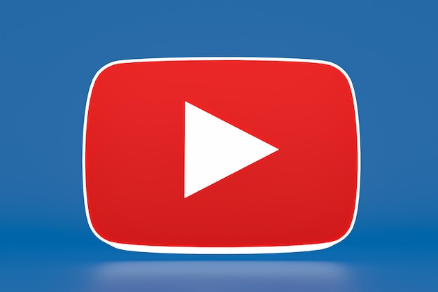 Youtube-logo und video-player 3d-design oder video-media-player-schnittstelle