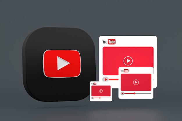 Youtube-Logo und Video-Player-Design oder Video-Media-Player-Oberfläche