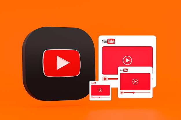 Youtube-Logo und Videoplayer 3D-Design oder Video Media Player-Schnittstelle