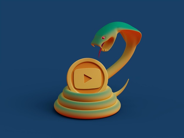 Youtube Social Media Serpente Serpente Hiss Bobina Guarda Perigo Strike Ilustração 3D