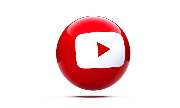 Foto youtube-symbol in 3d-kugel isoliert 3d-rendering